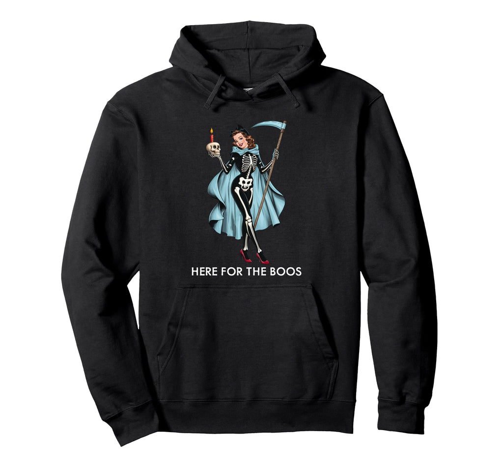 Here Boos Funny Halloween Pinup Hoodie - Graphic Print Unisex - T-Shirt, Sweatshirt, Hoodie