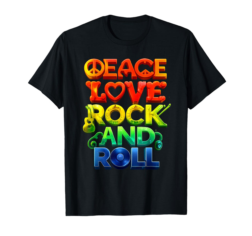 Peace Love Rock And Roll Music T-Shirt - Casual Everyday Wear Men Women - T-Shirt, Sweatshirt, Hoodie