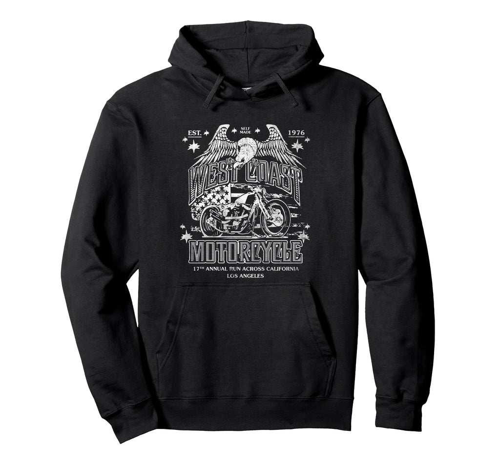 Trendy West Coast Motorcycle Est 1976 Hoodie - Unique Graphic for Adults - T-Shirt, Sweatshirt, Hoodie