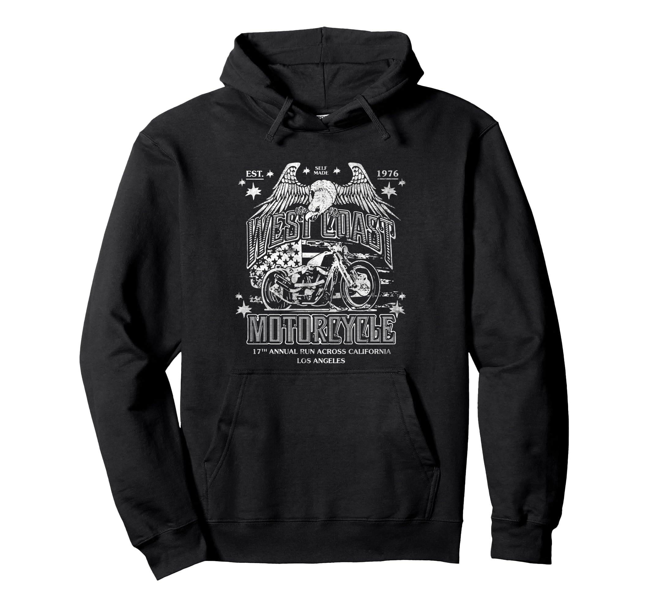 Trendy West Coast Motorcycle Est 1976 Hoodie - Unique Graphic for Adults - T-Shirt, Sweatshirt, Hoodie