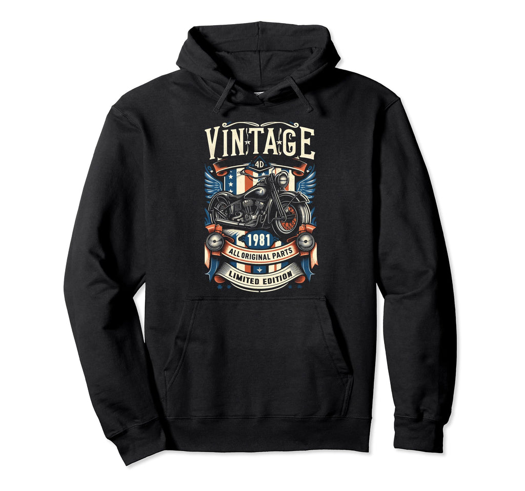 1981 Born 1981 43Th Birthday Motorcycle Hoodie - Novelty Apparel Unisex - T-Shirt, Sweatshirt, Hoodie
