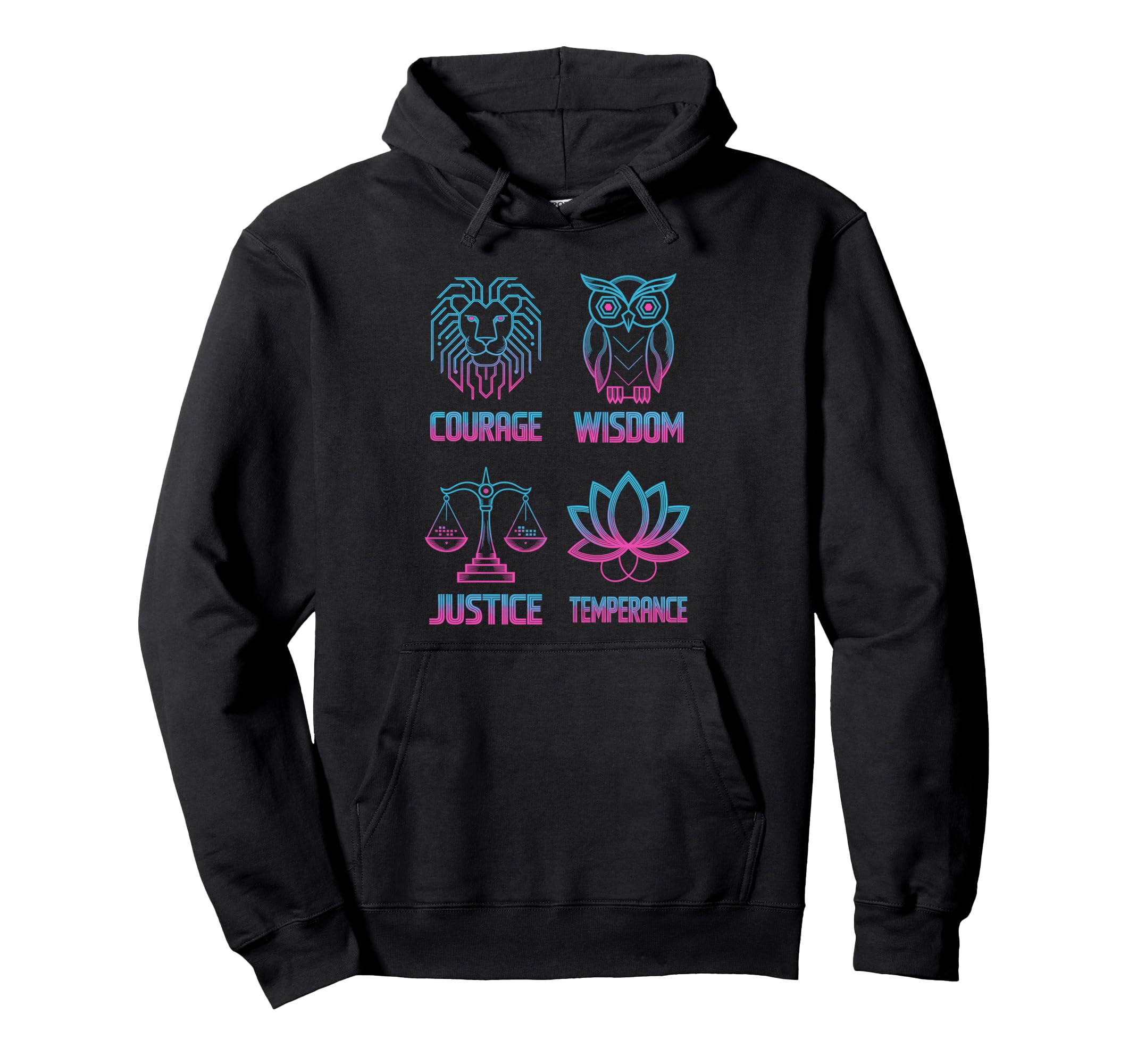 Courage Wisdom Justice And Hoodie - Aesthetic Graphic for Adults - T-Shirt, Sweatshirt, Hoodie