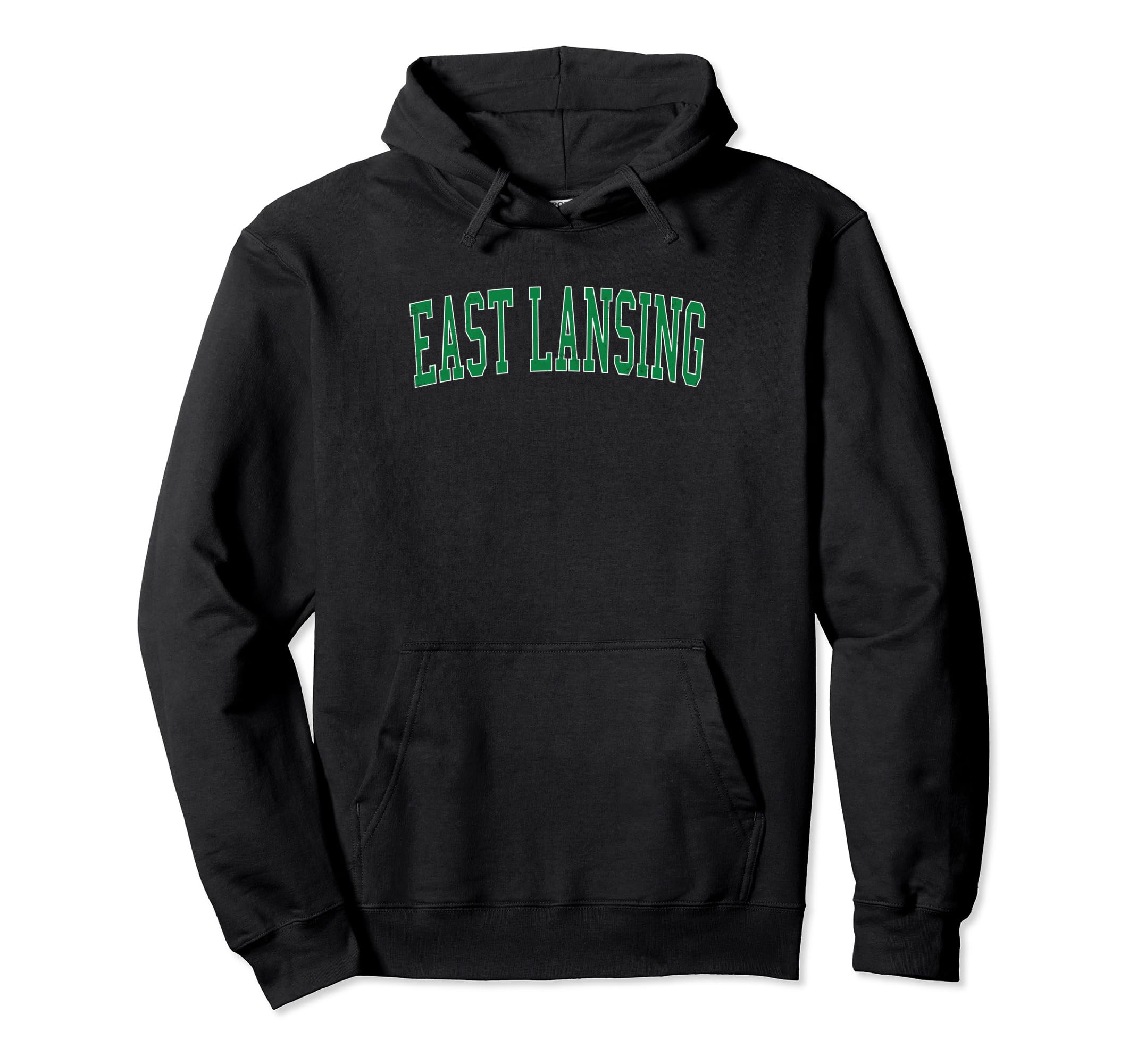 East Lansing Mi Distressed Green Varsity Hoodie - Unique Graphic Men Women - T-Shirt, Sweatshirt, Hoodie