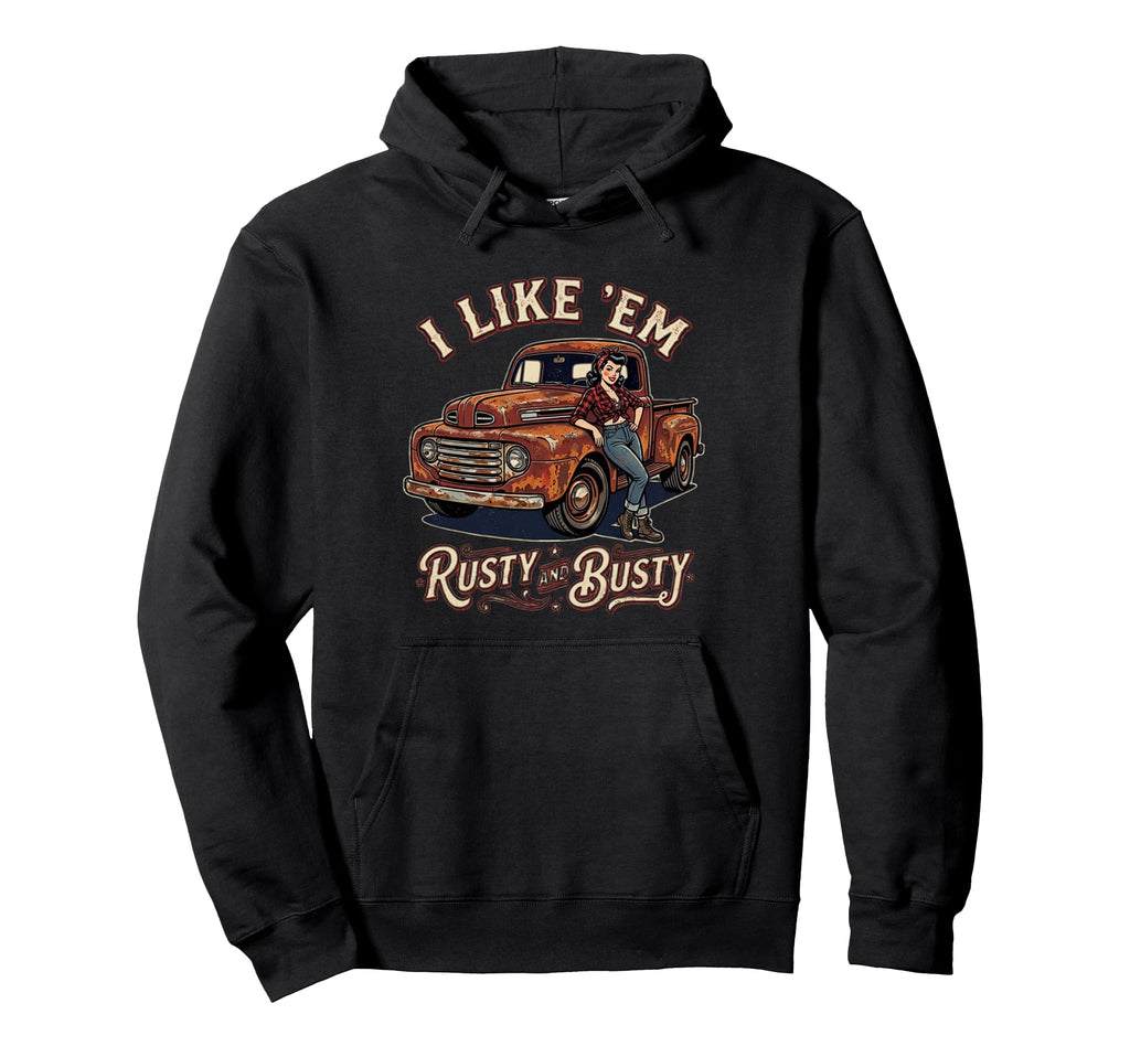 Rusty Old Truck Pin Up Cartoon Gift Dad Hoodie - Custom Art Print Unisex - T-Shirt, Sweatshirt, Hoodie