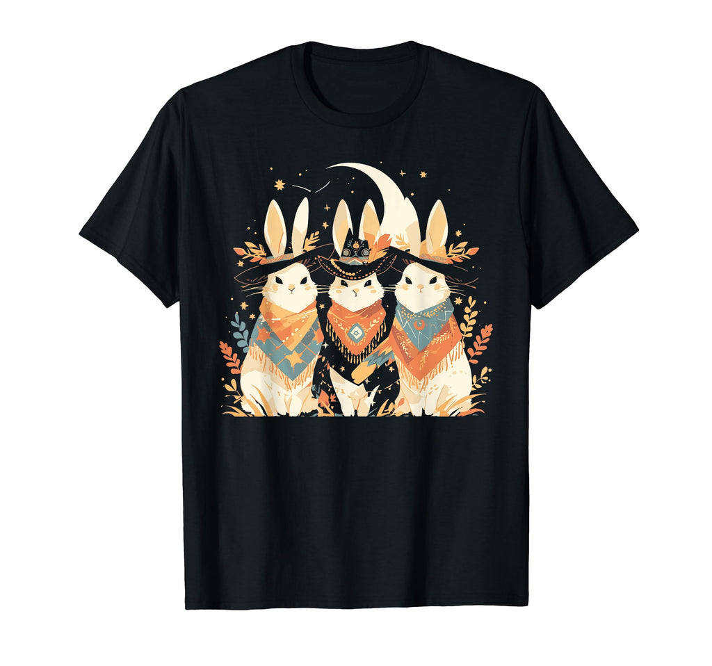 Rabbit Howling Moon Cowboy Funny T-Shirt - Graphic Print Men Women - T-Shirt, Sweatshirt, Hoodie