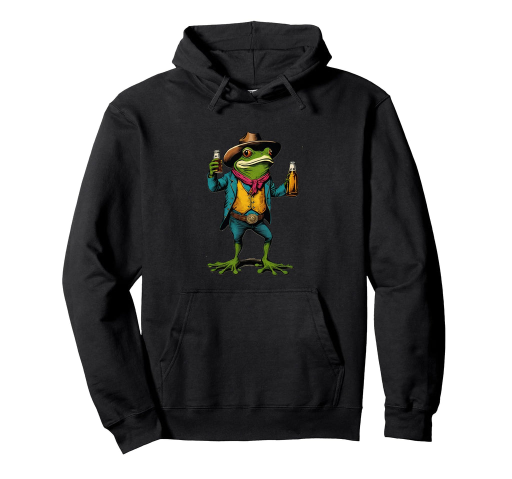 Frog W Beer Fun Party Western Gift Hoodie - Casual Everyday Wear Unisex - T-Shirt, Sweatshirt, Hoodie