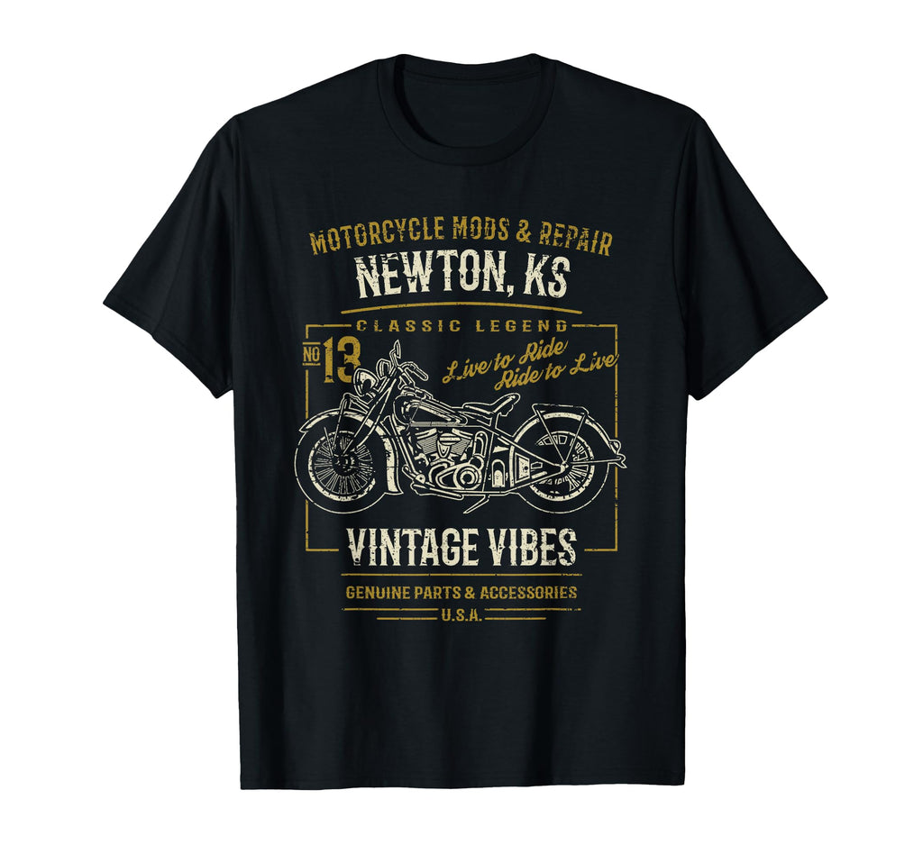 Newton Ks Usa Motorcycle Distressed T-Shirt - Custom Art Print Unisex - T-Shirt, Sweatshirt, Hoodie