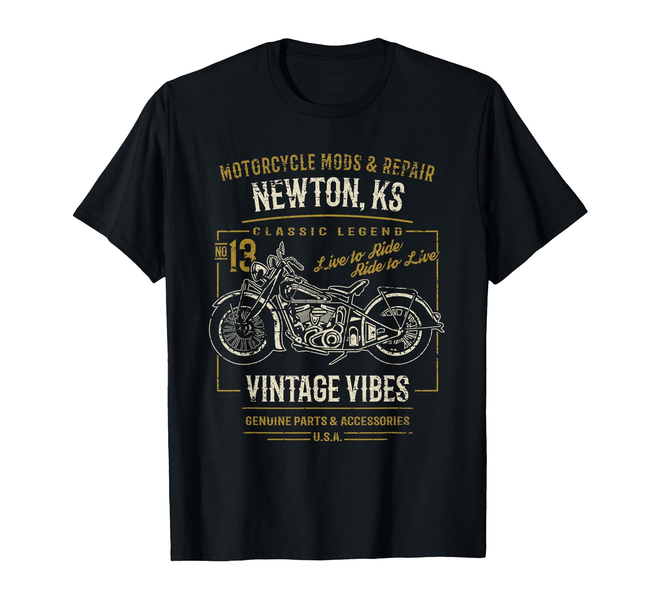 Newton Ks Usa Motorcycle Distressed T-Shirt - Custom Art Print Unisex - T-Shirt, Sweatshirt, Hoodie