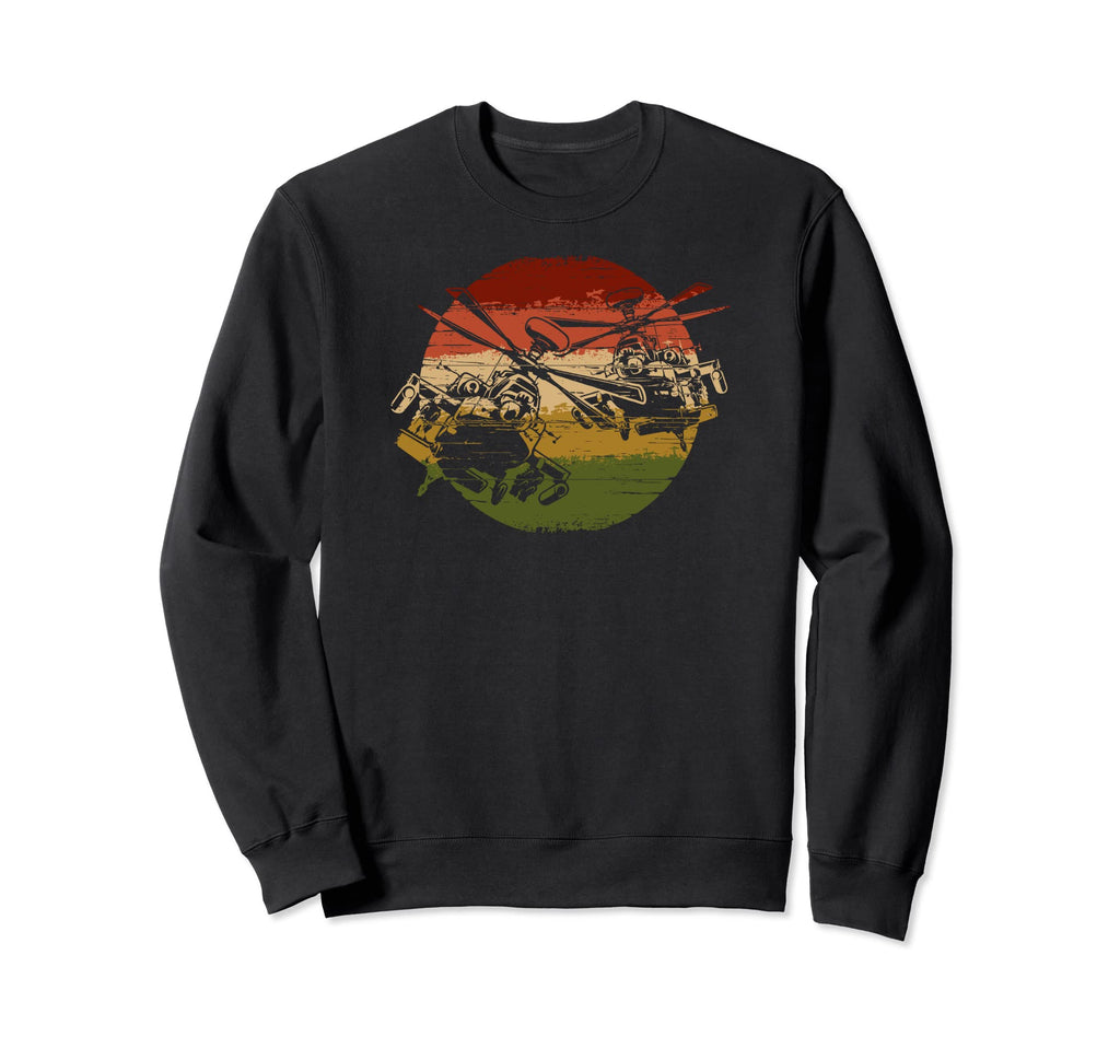 Distressed Military Helicopter Sweatshirt - Fun Novelty Design Unisex - T-Shirt, Sweatshirt, Hoodie