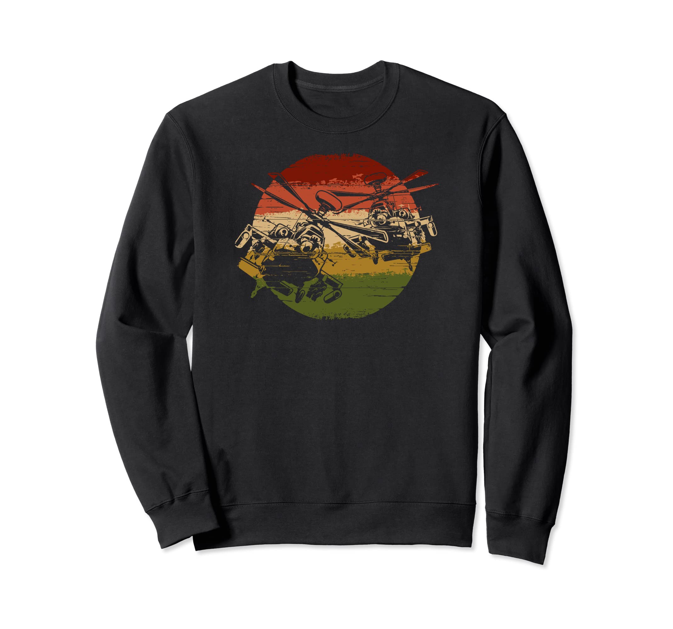Distressed Military Helicopter Sweatshirt - Fun Novelty Design Unisex - T-Shirt, Sweatshirt, Hoodie