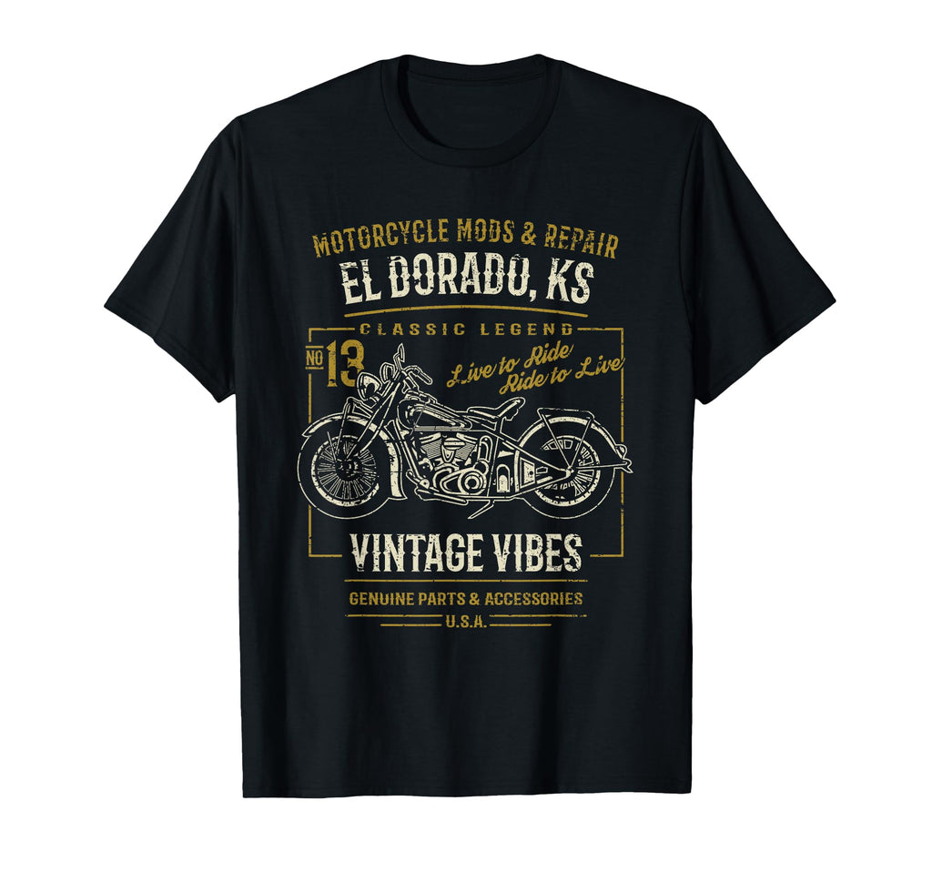 El Dorado Ks Usa Motorcycle Distressed T-Shirt - Trendy Graphic Men Women - T-Shirt, Sweatshirt, Hoodie