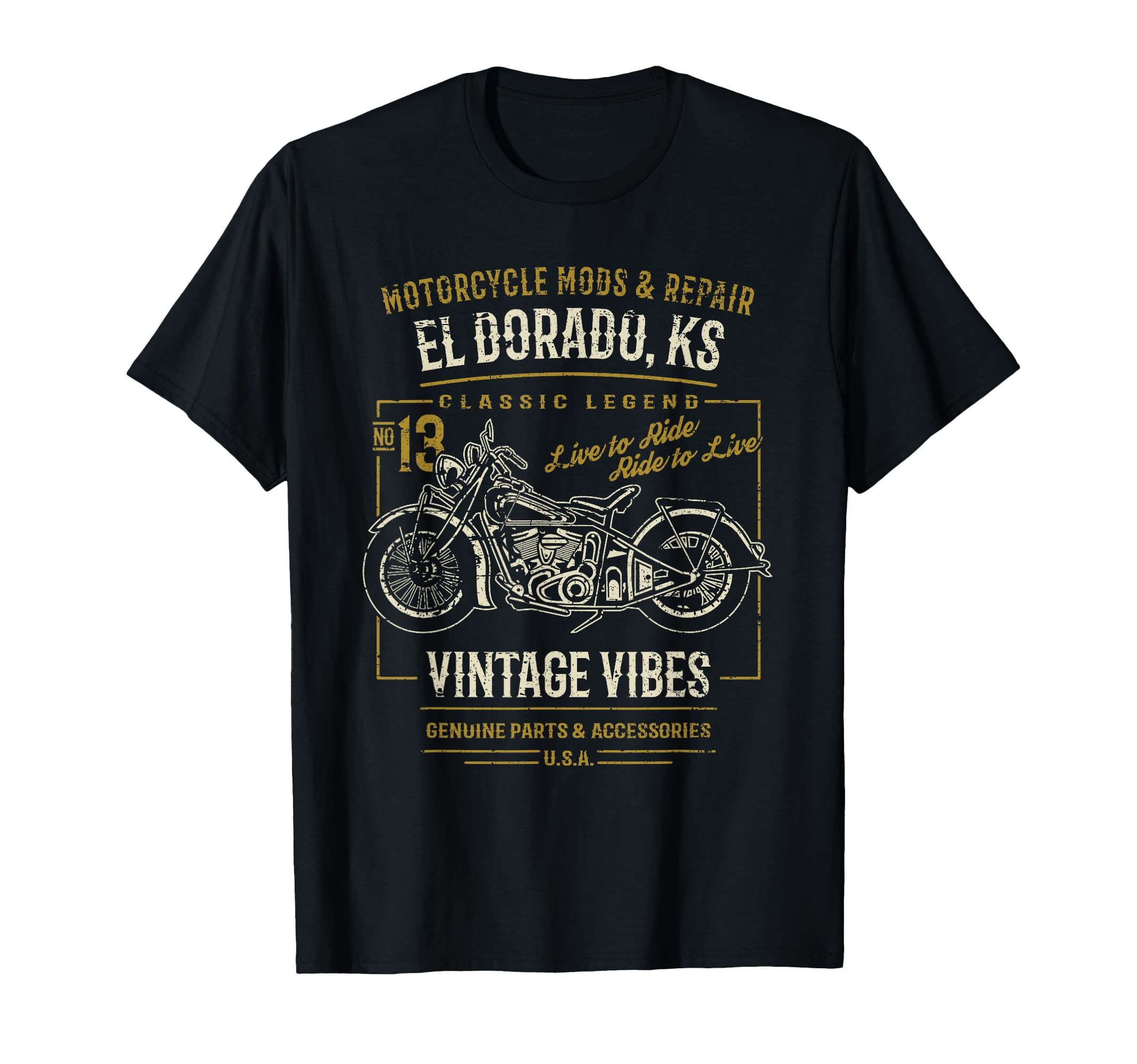 El Dorado Ks Usa Motorcycle Distressed T-Shirt - Trendy Graphic Men Women - T-Shirt, Sweatshirt, Hoodie