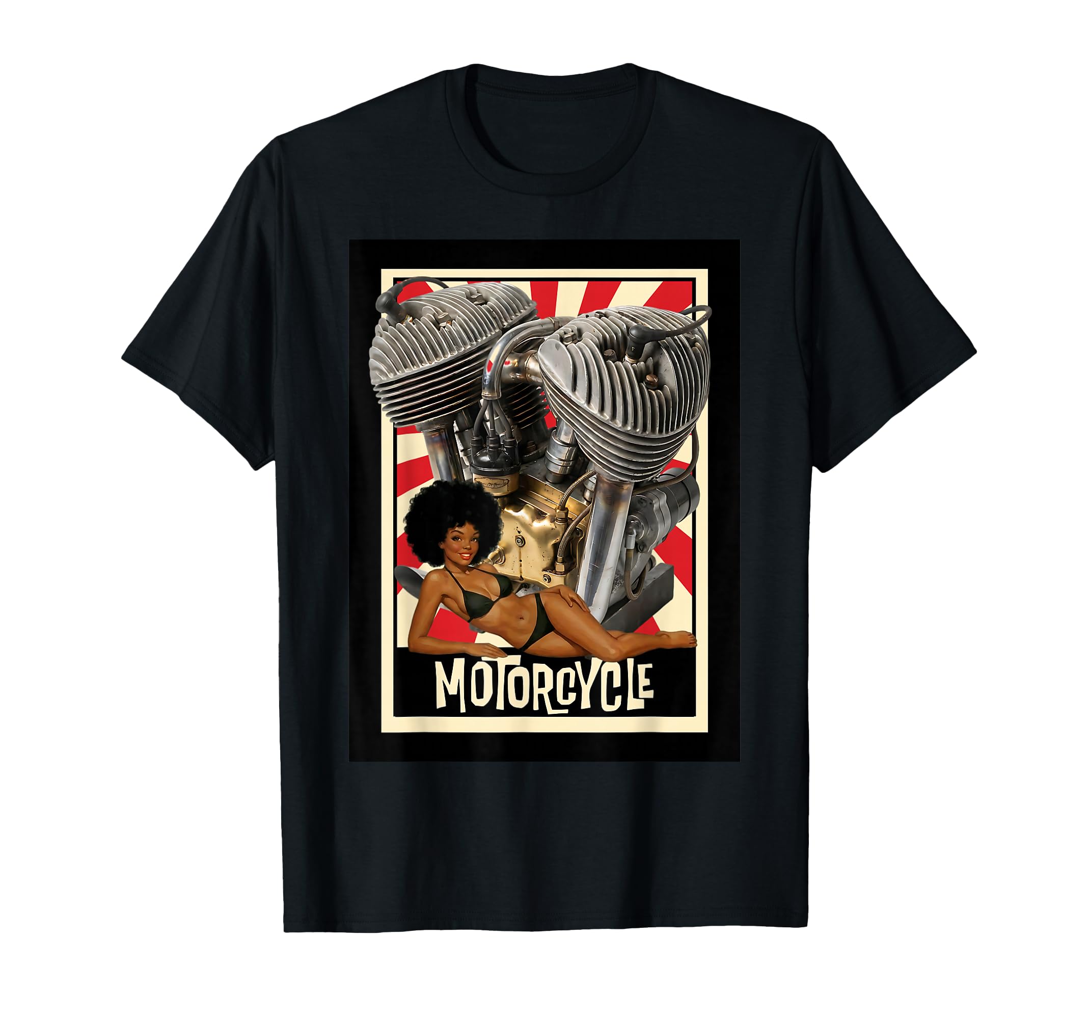 Motorcycle Engine Pinup Art Biker T-Shirt - Casual Everyday Wear Unisex - T-Shirt, Sweatshirt, Hoodie