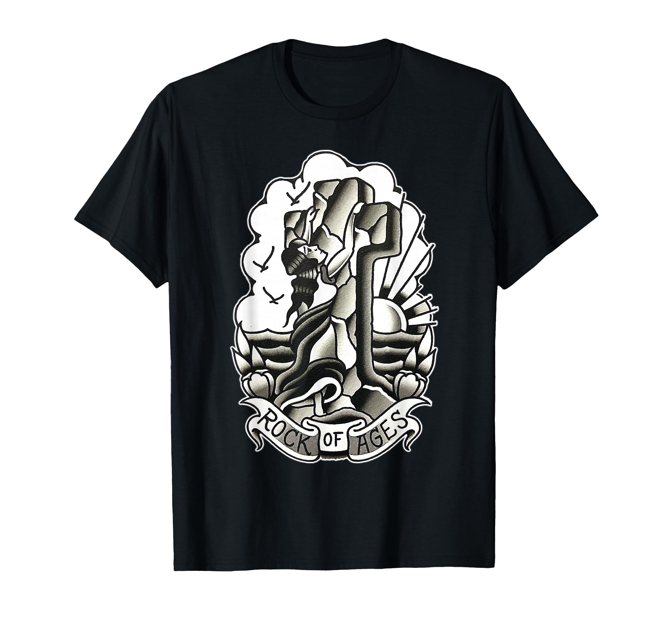 Rock Ages Blackwork Traditional Tattoo T-Shirt - Streetwear Style Unisex - T-Shirt, Sweatshirt, Hoodie
