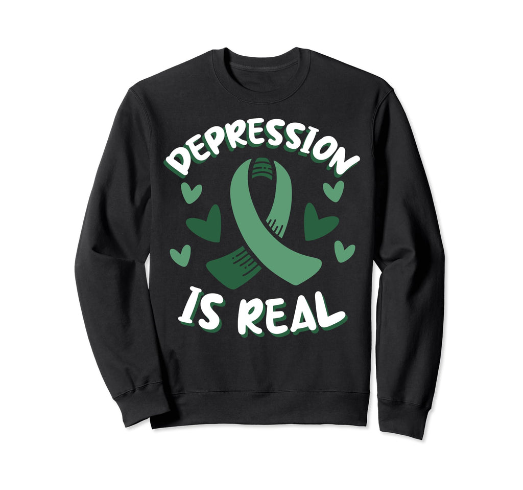 Depression Is Real Depression Mental Sweatshirt - Graphic Print Unisex - T-Shirt, Sweatshirt, Hoodie
