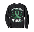 Depression Is Real Depression Mental Sweatshirt - Graphic Print Unisex - T-Shirt, Sweatshirt, Hoodie