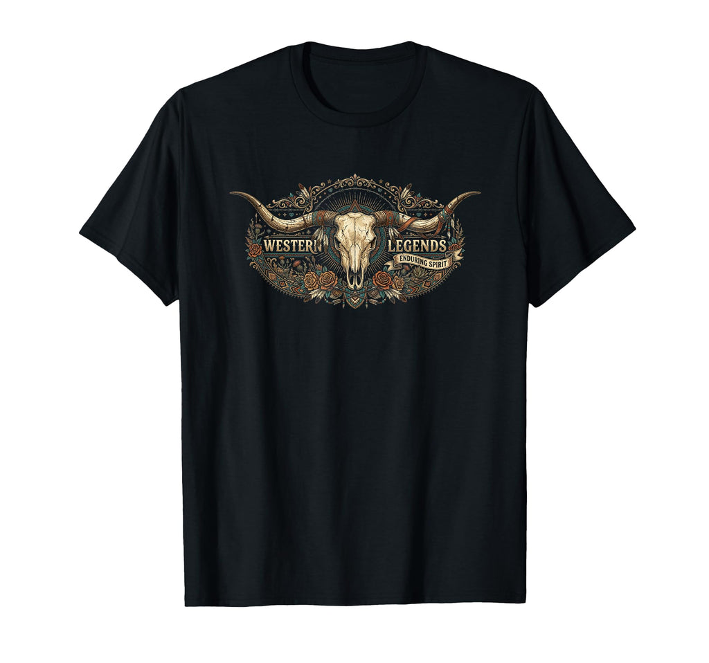 Western Legends Enduring Spirit Skull T-Shirt - Graphic Print Unisex - T-Shirt, Sweatshirt, Hoodie