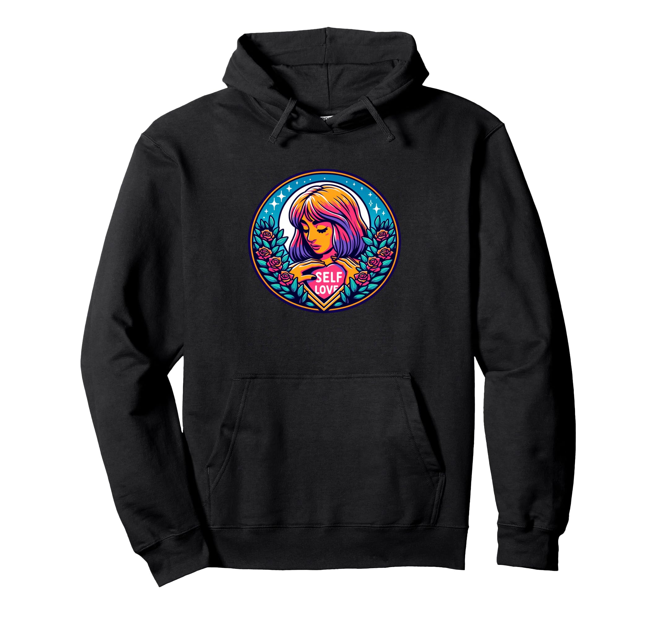 Self Love Illustration Promoting Hoodie - Minimalist Print for Adults - T-Shirt, Sweatshirt, Hoodie