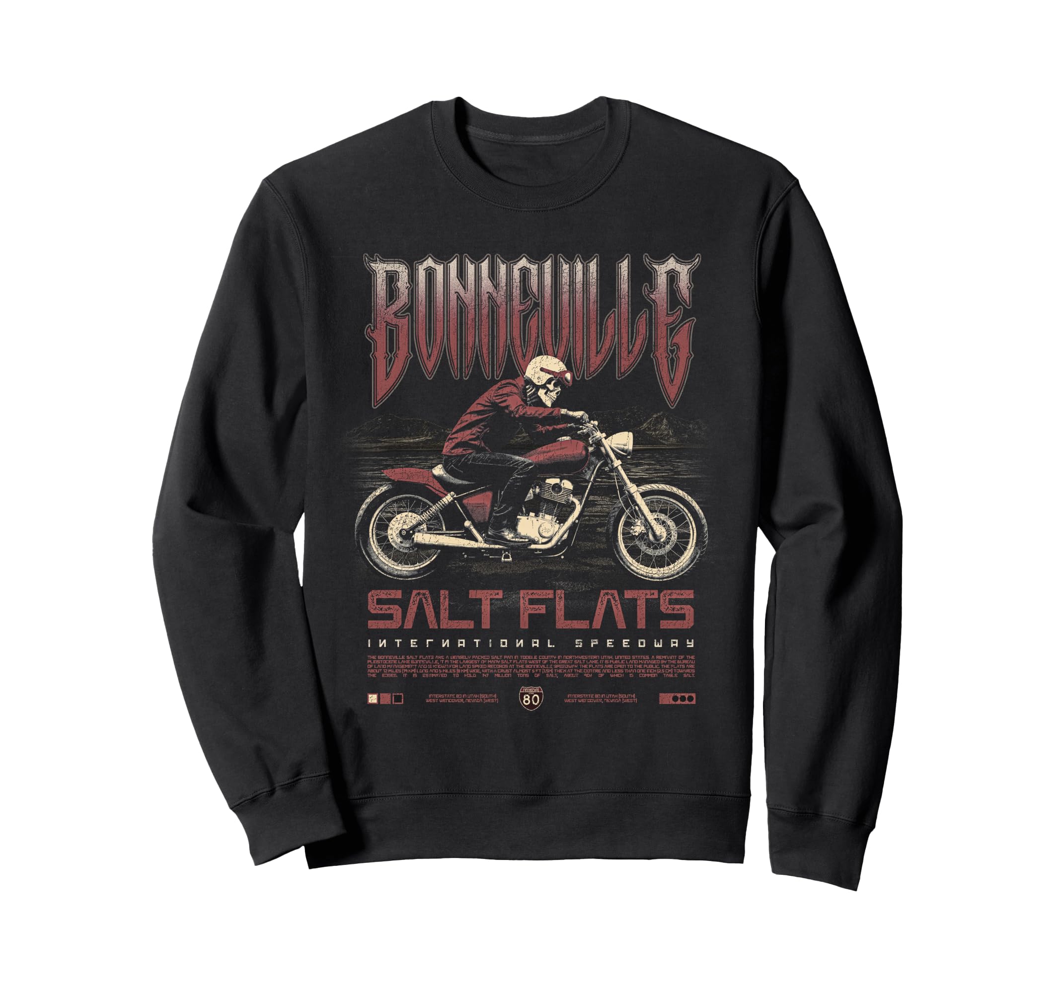 Bonneville Salt Flats Motorcycle Sweatshirt - Minimalist Print for Adults - T-Shirt, Sweatshirt, Hoodie