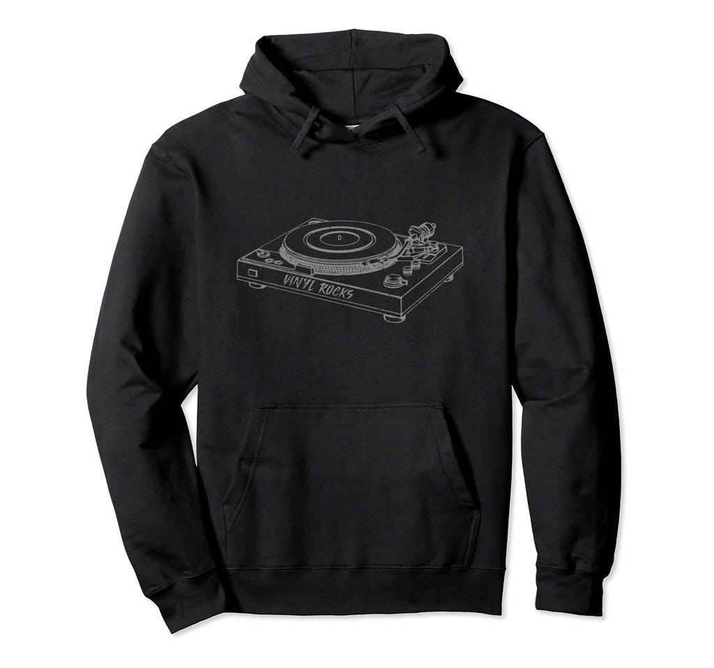 Vinyl Record Player Turntable Hoodie - Fun Novelty Design for Adults - T-Shirt, Sweatshirt, Hoodie