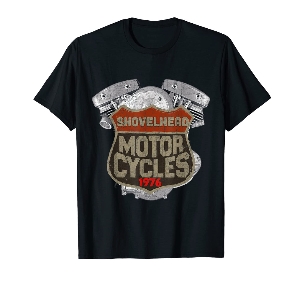 1976 Shovelhead Motorcycle Distressed T-Shirt - Trendy Graphic for Adults - T-Shirt, Sweatshirt, Hoodie