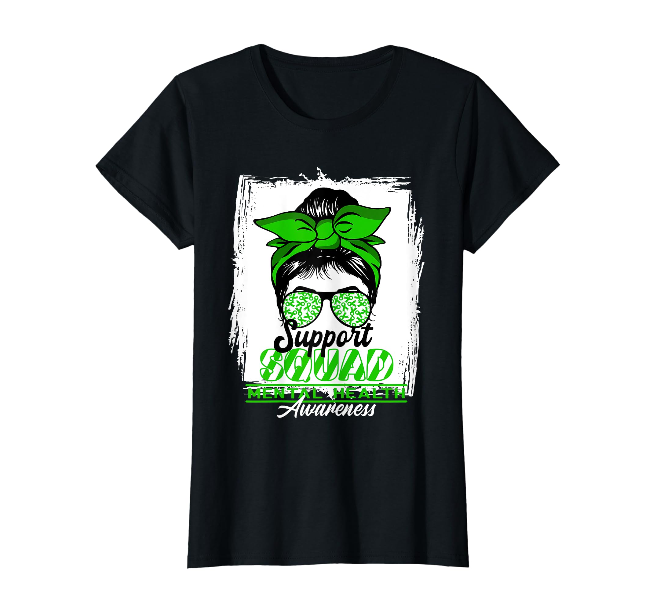 Womens Messy Bun Support Awareness T-Shirt - Trendy Graphic for Adults - T-Shirt, Sweatshirt, Hoodie