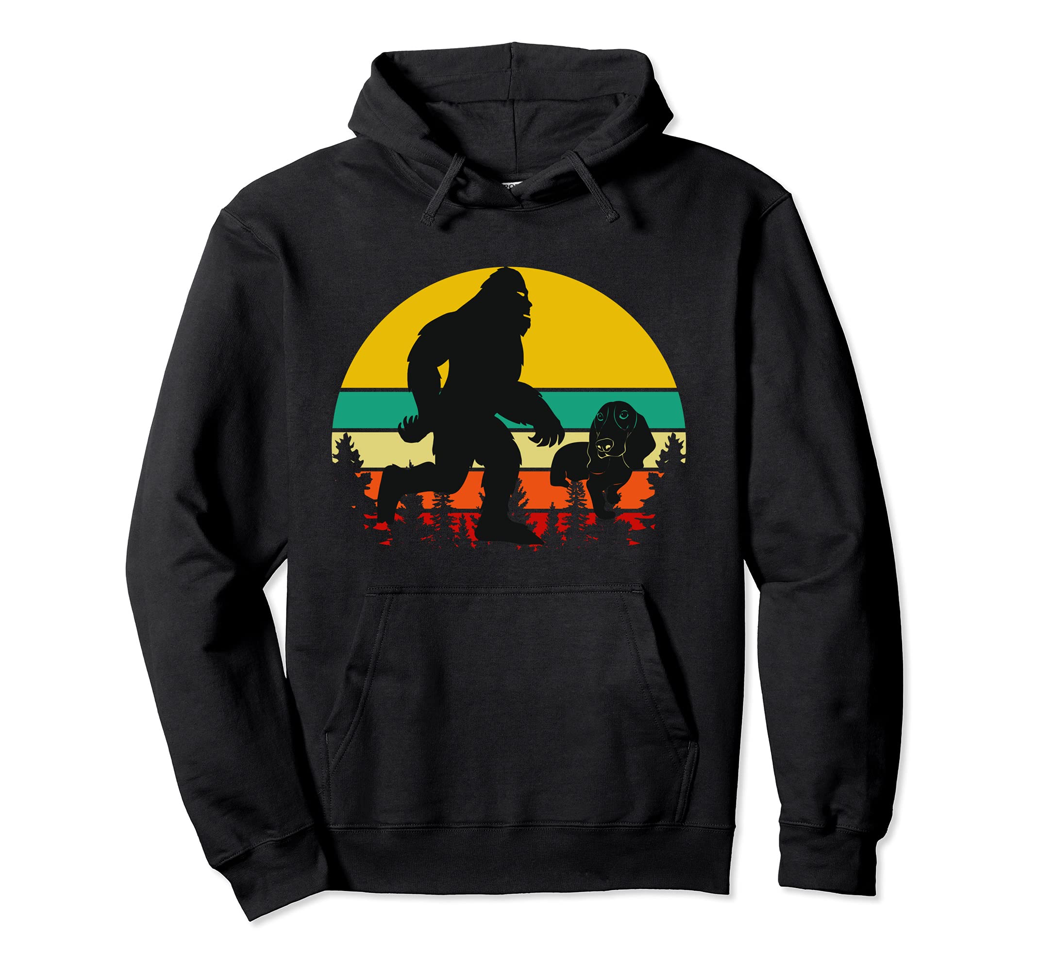 Bigfoot Bassit Hound Dog Sunset Hoodie - Casual Everyday Wear Unisex - T-Shirt, Sweatshirt, Hoodie