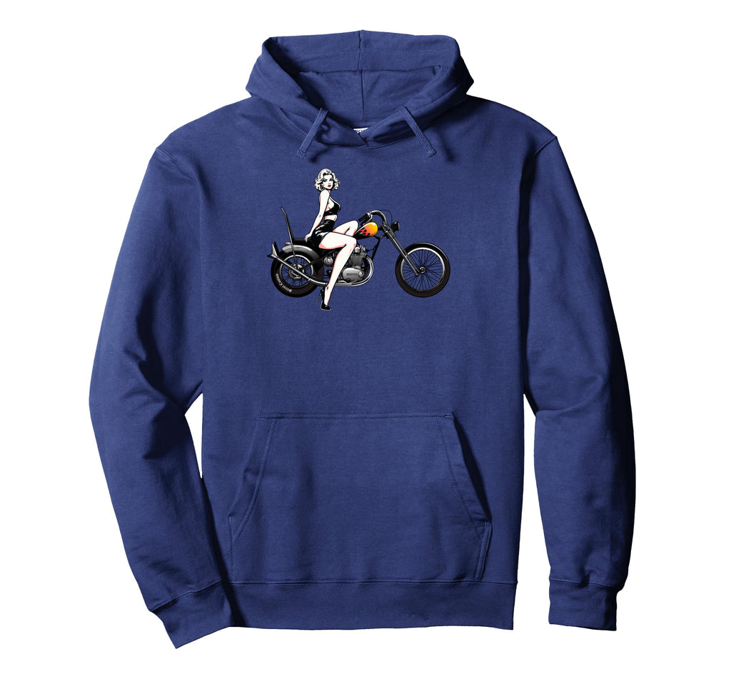 Pin Up Motorcycles Riding Lover Biker Hoodie - Fun Novelty Design Unisex - T-Shirt, Sweatshirt, Hoodie