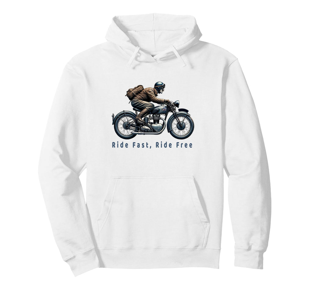 1950S Motorcycle Rider Biker Hoodie - Custom Art Print for Adults - T-Shirt, Sweatshirt, Hoodie