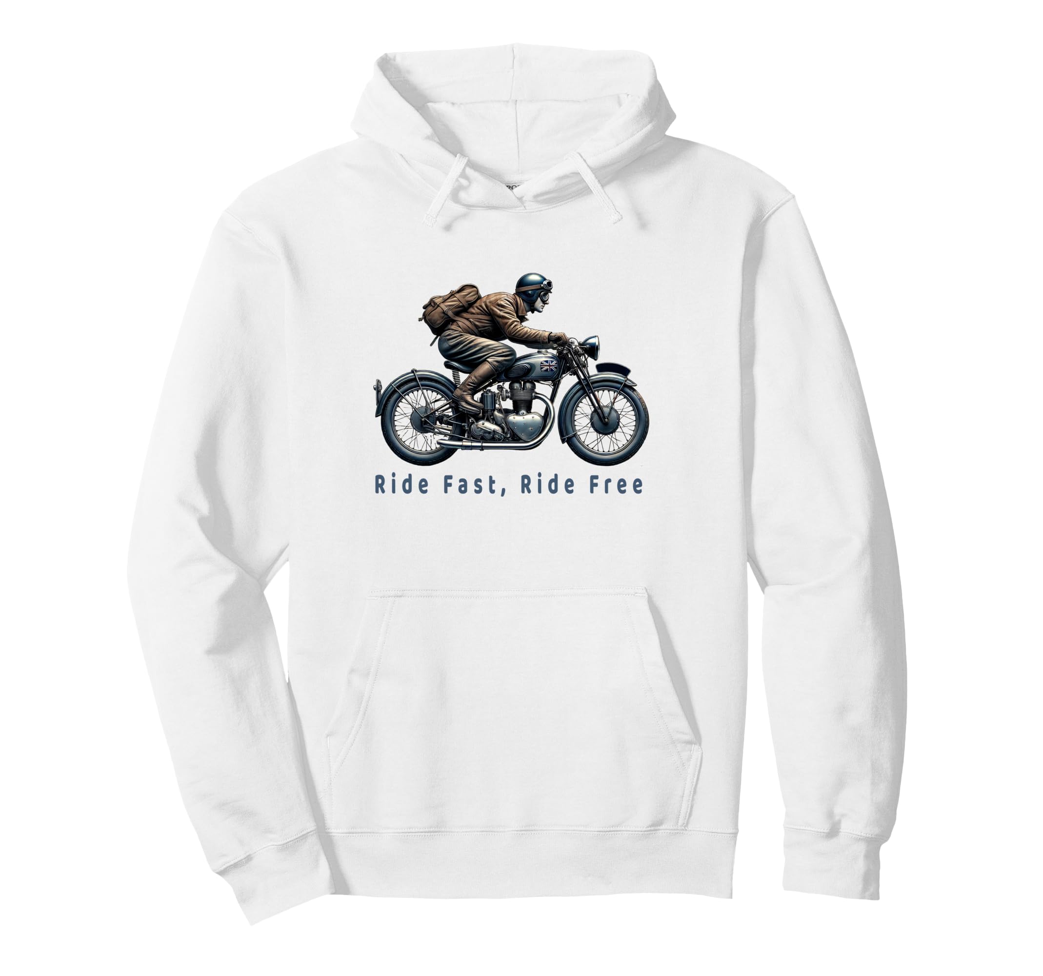 1950S Motorcycle Rider Biker Hoodie - Custom Art Print for Adults - T-Shirt, Sweatshirt, Hoodie