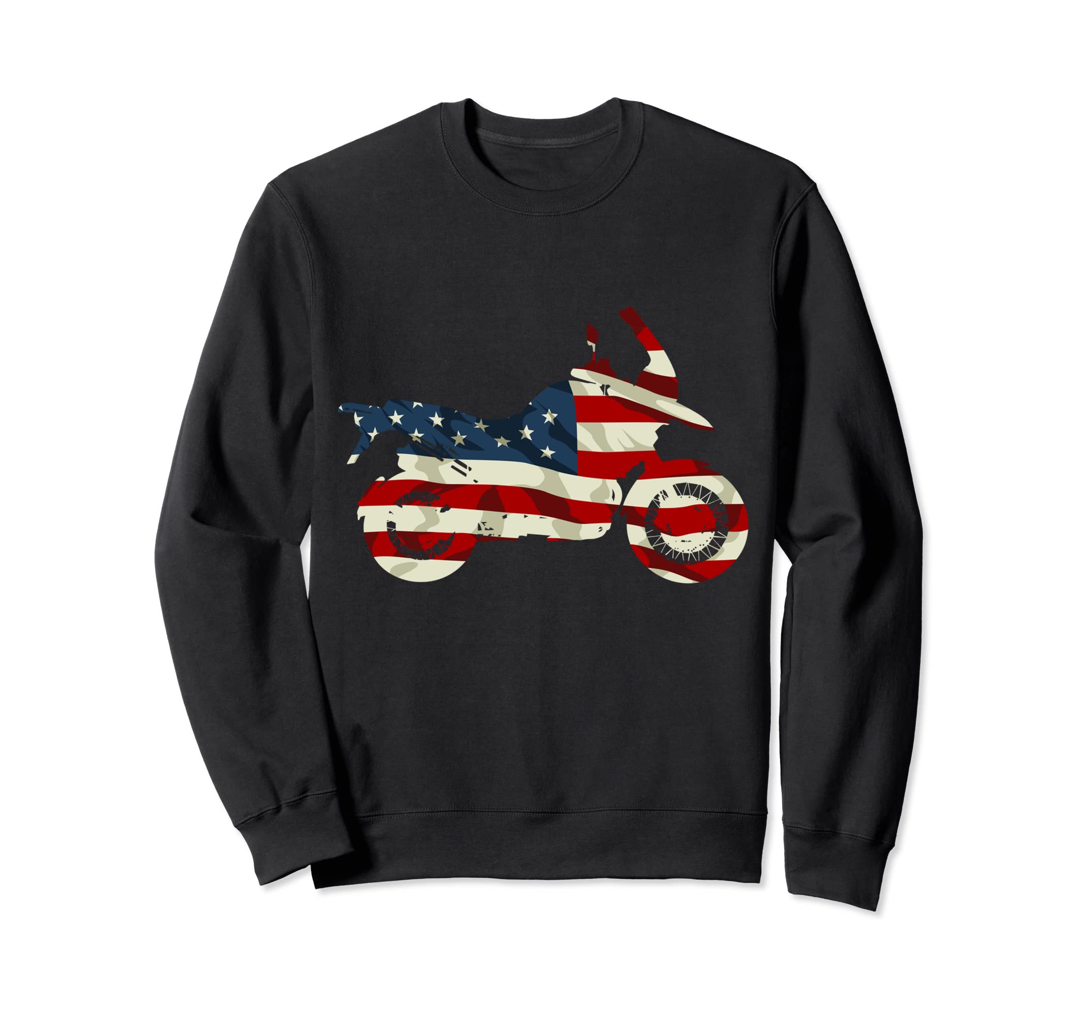 Motorcycle Usa Flag Adventure Sweatshirt - Minimalist Print Men Women - T-Shirt, Sweatshirt, Hoodie