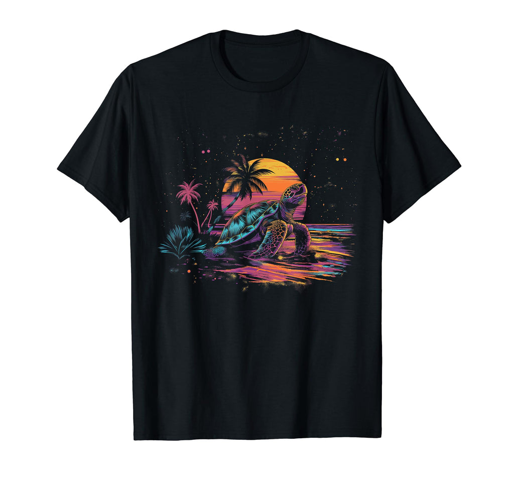 Turtle Vaporwave Aesthetic Synthwave 80S T-Shirt - Graphic Print Men Women - T-Shirt, Sweatshirt, Hoodie