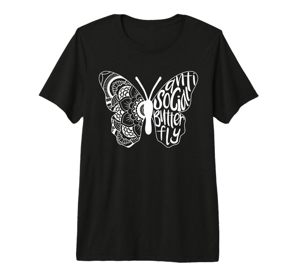 Anti Social Butterfly Introvert T-Shirt - Casual Everyday Wear Men Women - T-Shirt, Sweatshirt, Hoodie
