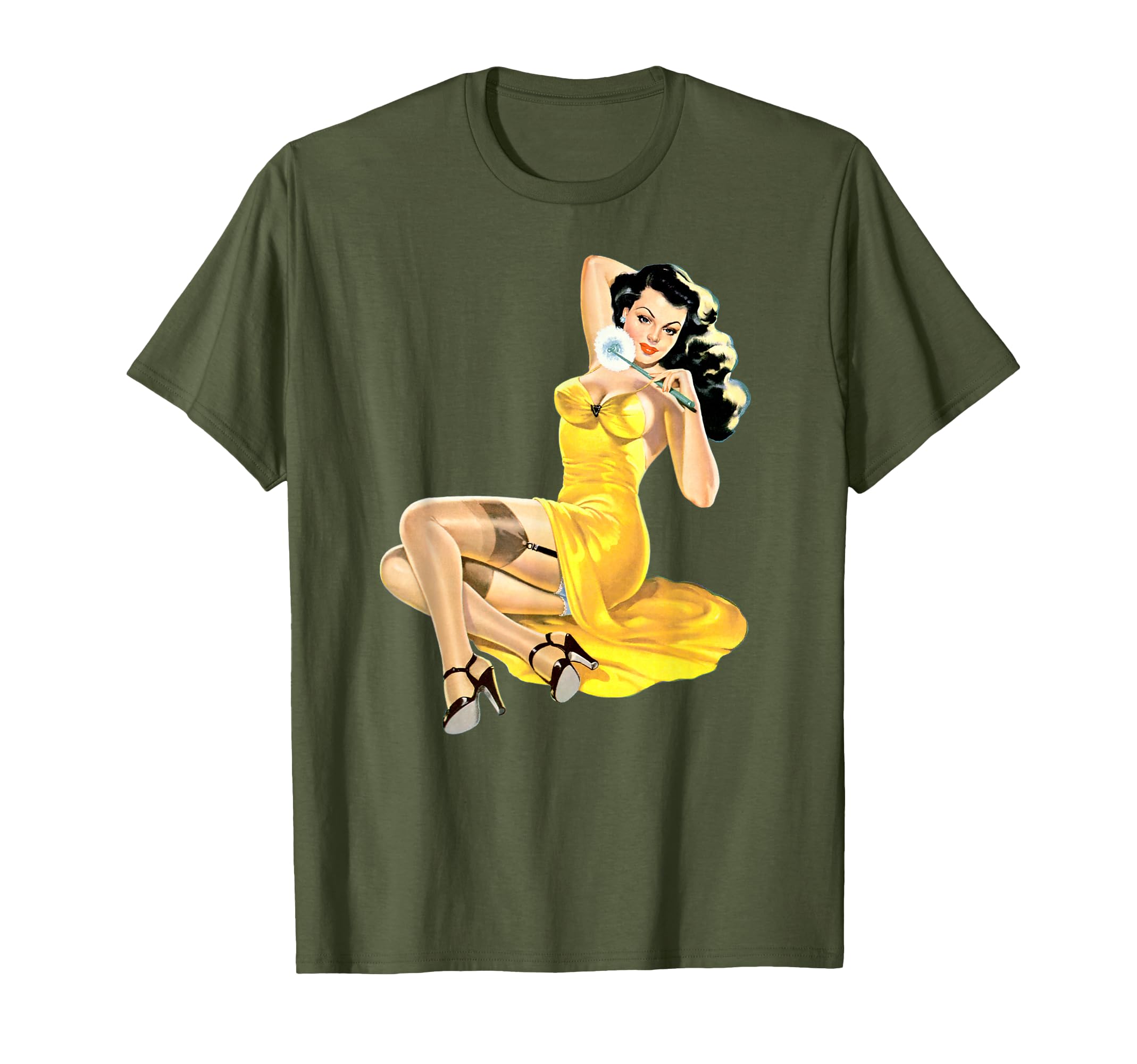 Yellow Dress Pin Up Sexy Pinup T-Shirt - Casual Everyday Wear for Adults - T-Shirt, Sweatshirt, Hoodie