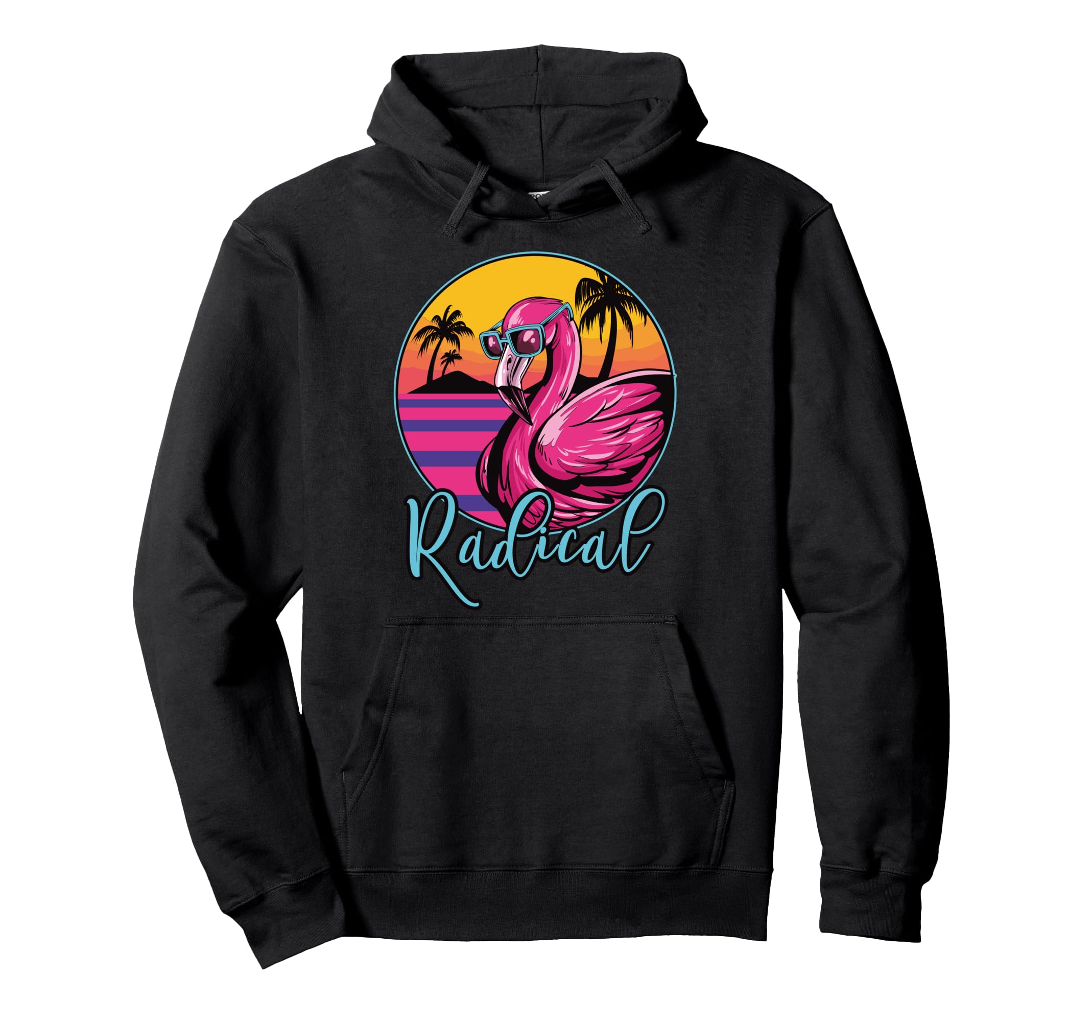 Radical Flamingo 80S Throwback Hoodie - Aesthetic Graphic Men Women - T-Shirt, Sweatshirt, Hoodie