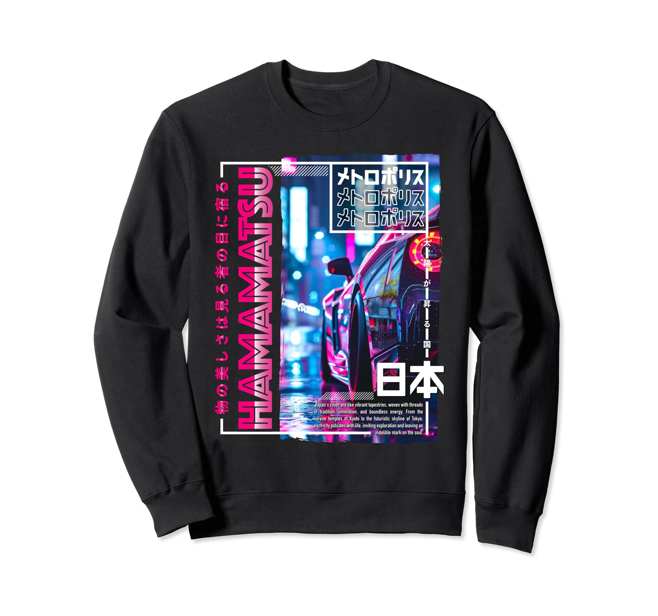 Hamamatsu City 80S Synthwave Racing Sweatshirt - Trendy Graphic for Adults - T-Shirt, Sweatshirt, Hoodie