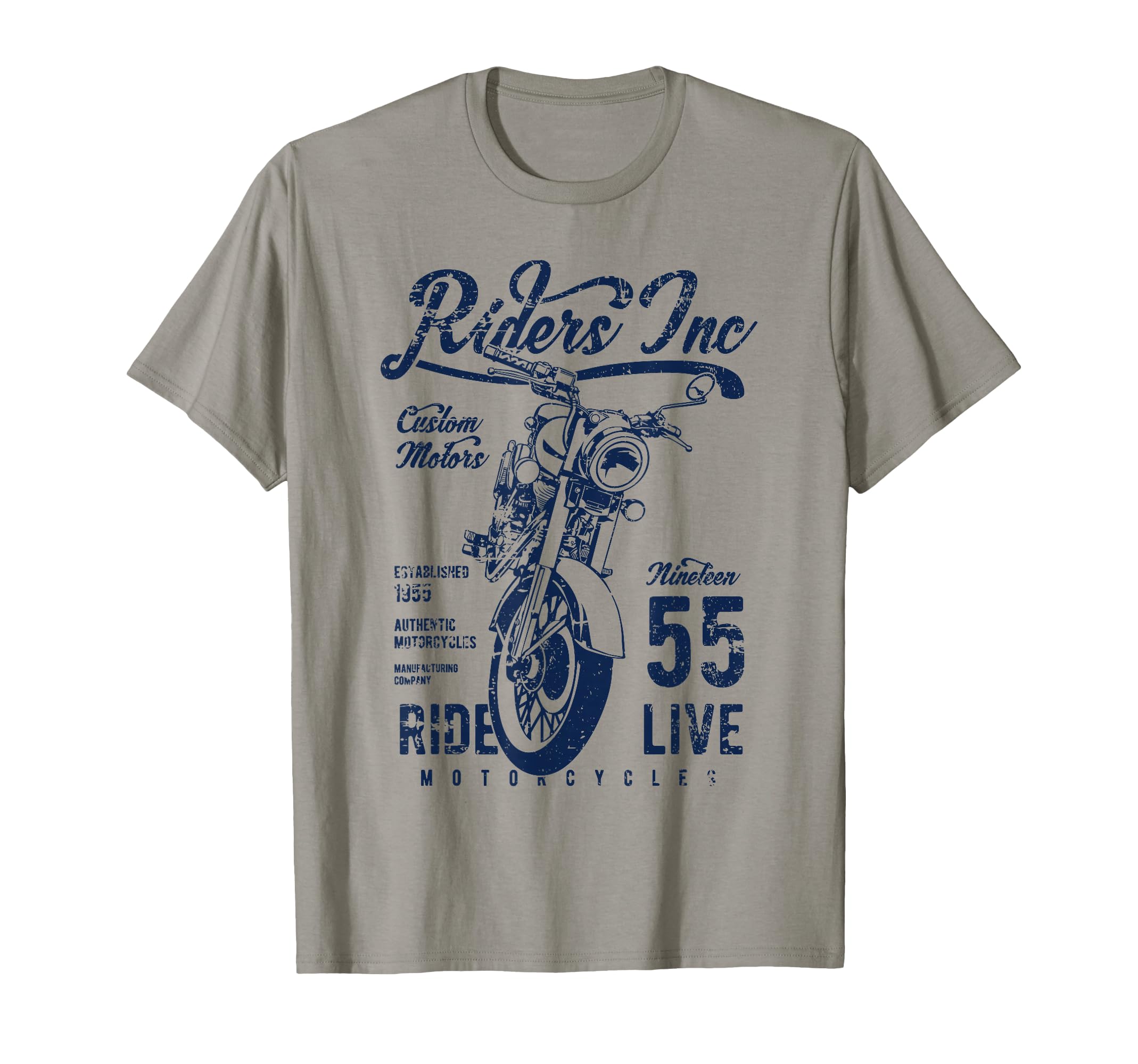 Riders Inc 1955 Motorcycle Distressed T-Shirt - Custom Art Print Men Women - T-Shirt, Sweatshirt, Hoodie