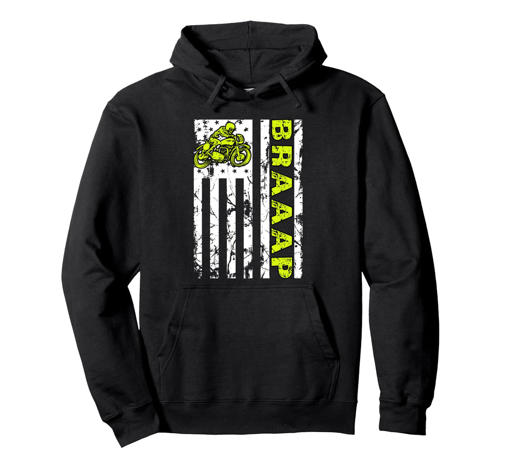 Usa Flag Brap Braap Motocross Dirt Bike Hoodie - Trendy Graphic Men Women - T-Shirt, Sweatshirt, Hoodie