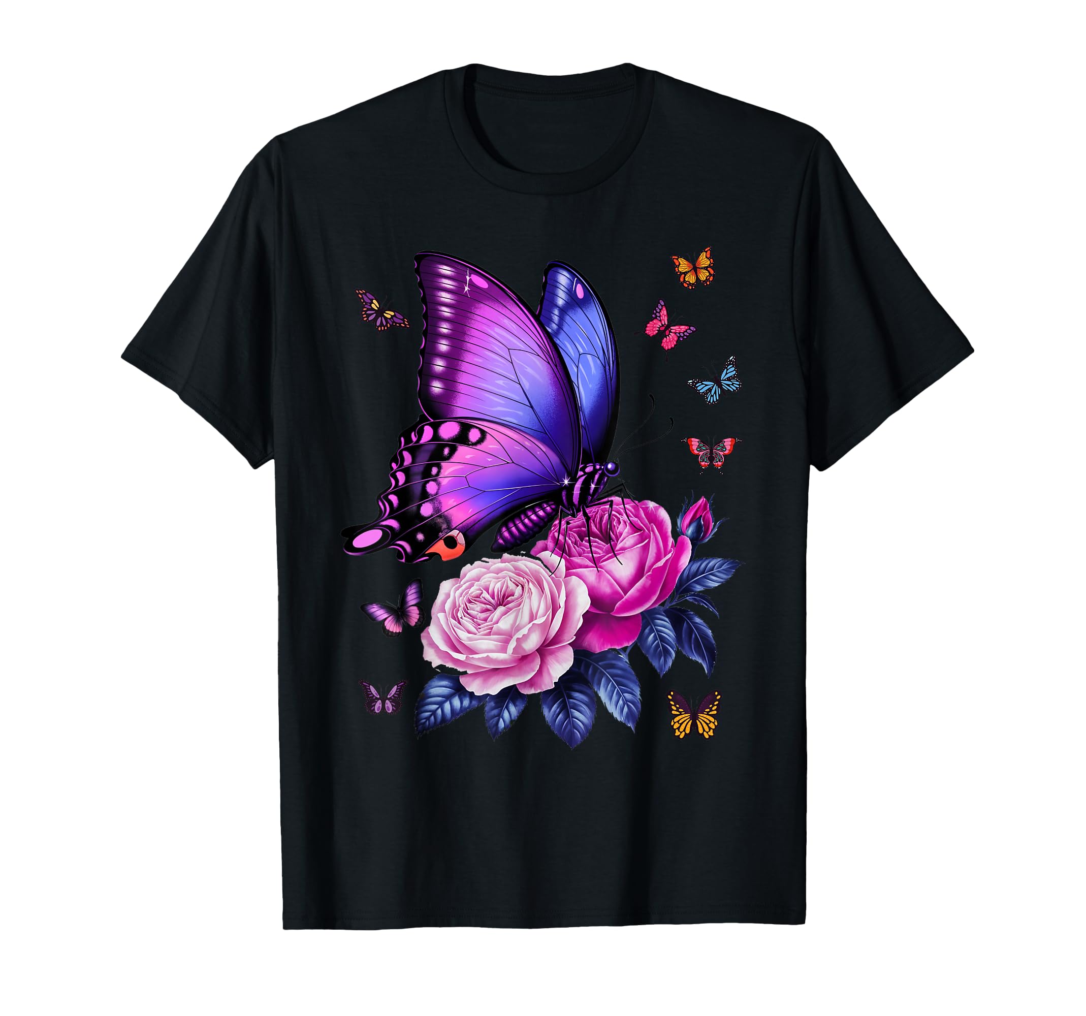 Beautiful Butterfly Purple Rose T-Shirt - Minimalist Print Men Women - T-Shirt, Sweatshirt, Hoodie