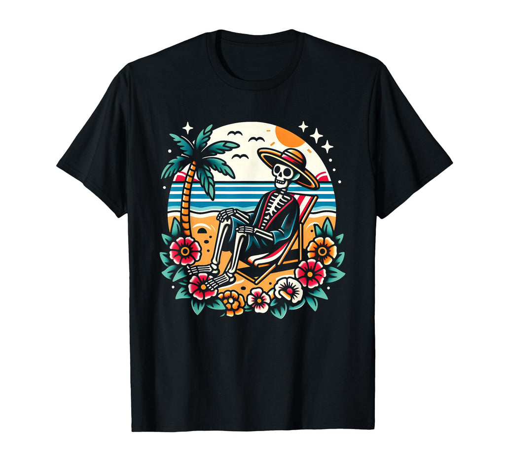 Skeleton Beach Traditional Tattoo Artist T-Shirt - Streetwear Style Unisex - T-Shirt, Sweatshirt, Hoodie