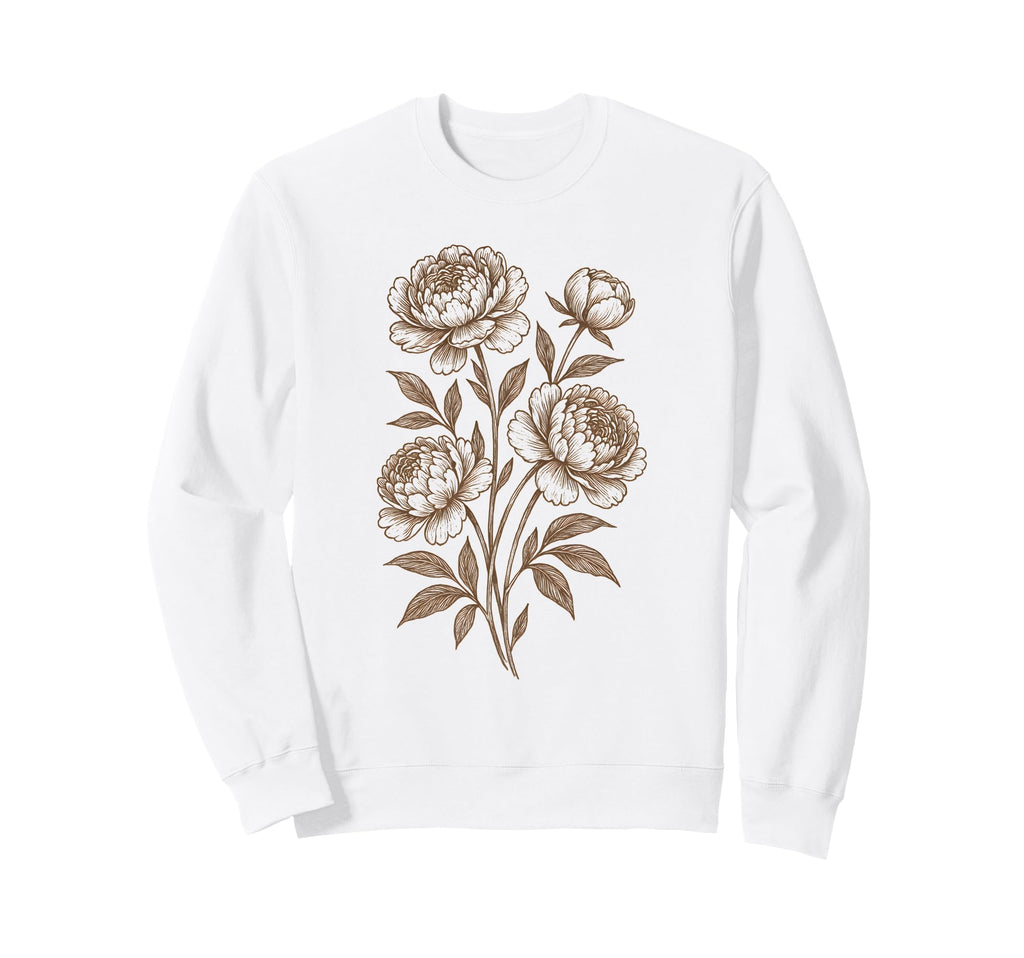 Linocut Flower Botanical Art Sweatshirt - Unique Graphic for Adults - T-Shirt, Sweatshirt, Hoodie