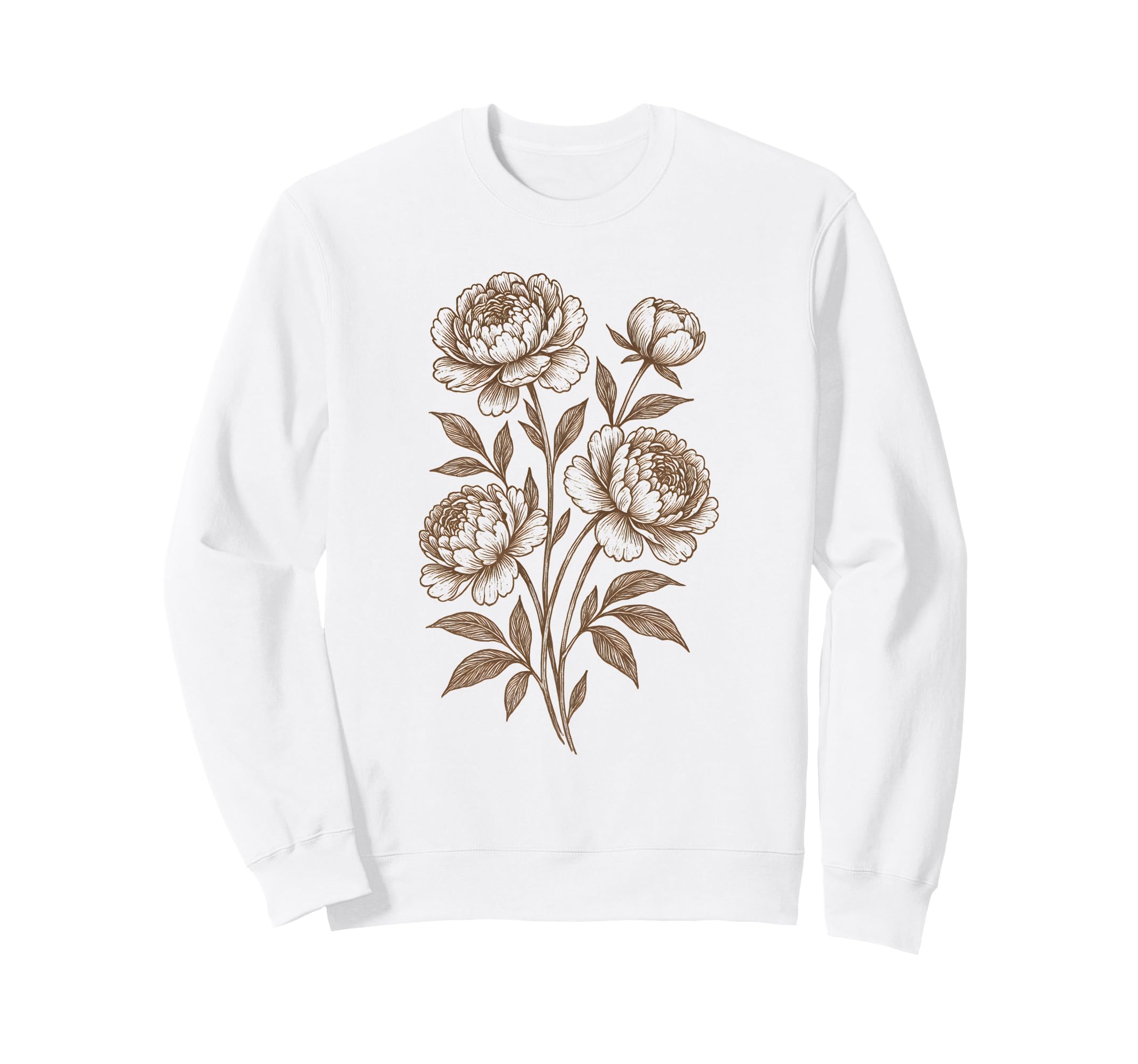 Linocut Flower Botanical Art Sweatshirt - Unique Graphic for Adults - T-Shirt, Sweatshirt, Hoodie