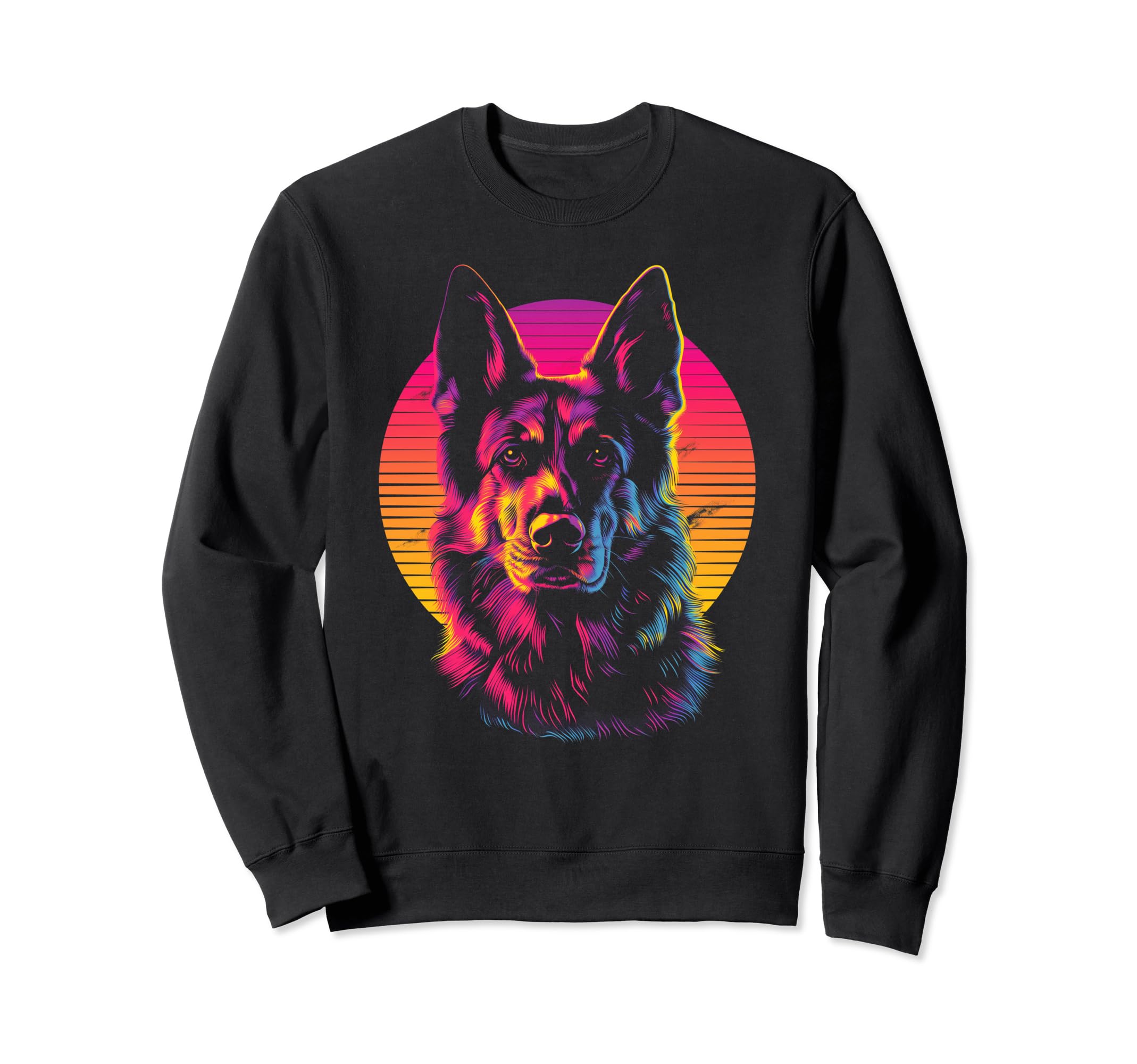 German Shepherd Dog Vaporwave Sweatshirt - Novelty Apparel for Adults - T-Shirt, Sweatshirt, Hoodie