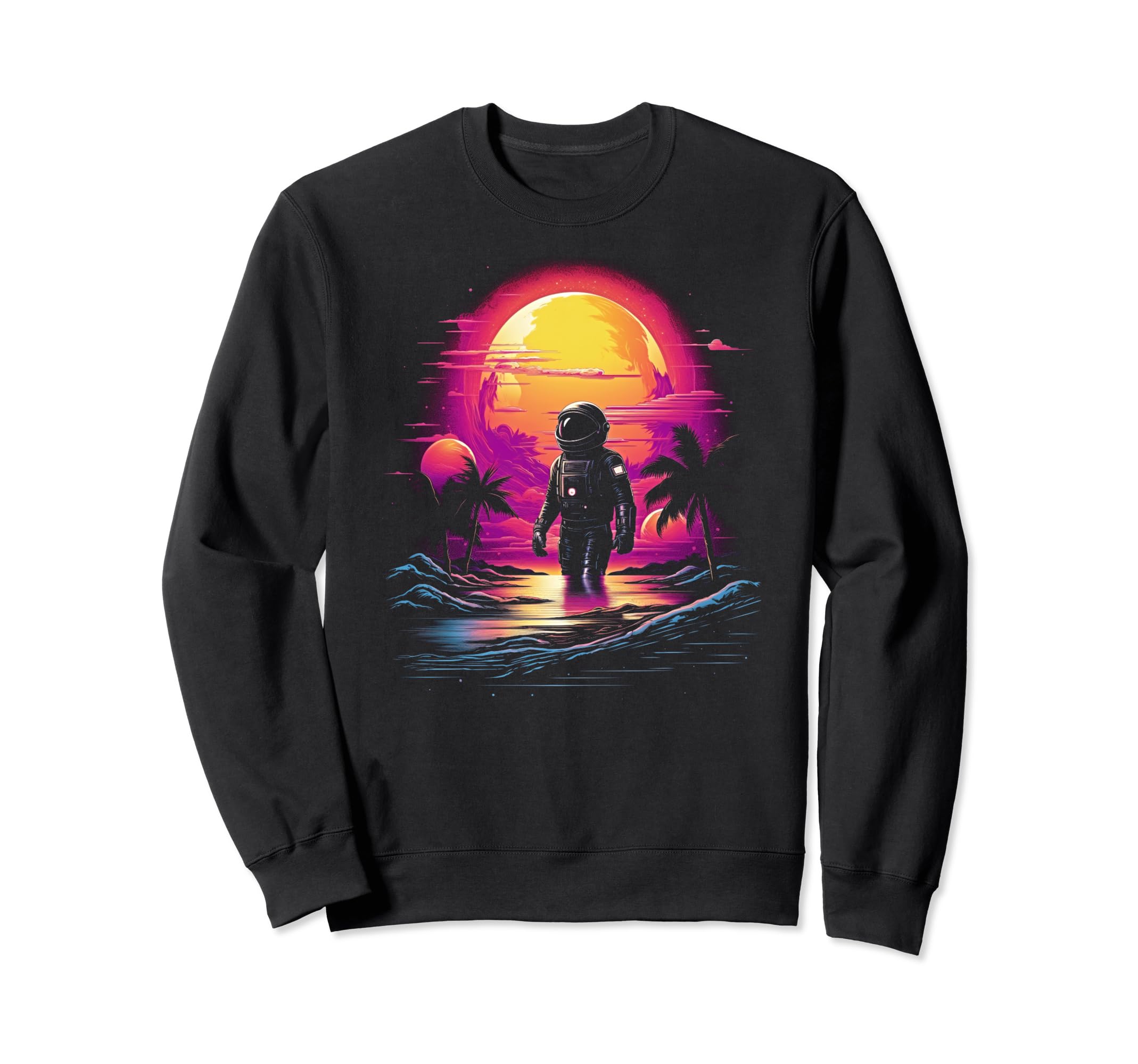 Synthwave Astronaut Cyberpunk 80S Sweatshirt - Graphic Print for Adults - T-Shirt, Sweatshirt, Hoodie