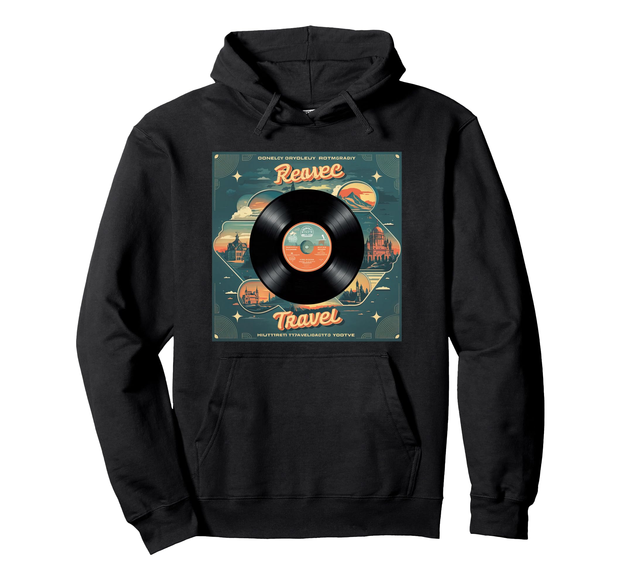 Vinyl Record Scenic Landscapes Hoodie - Fun Novelty Design Men Women - T-Shirt, Sweatshirt, Hoodie