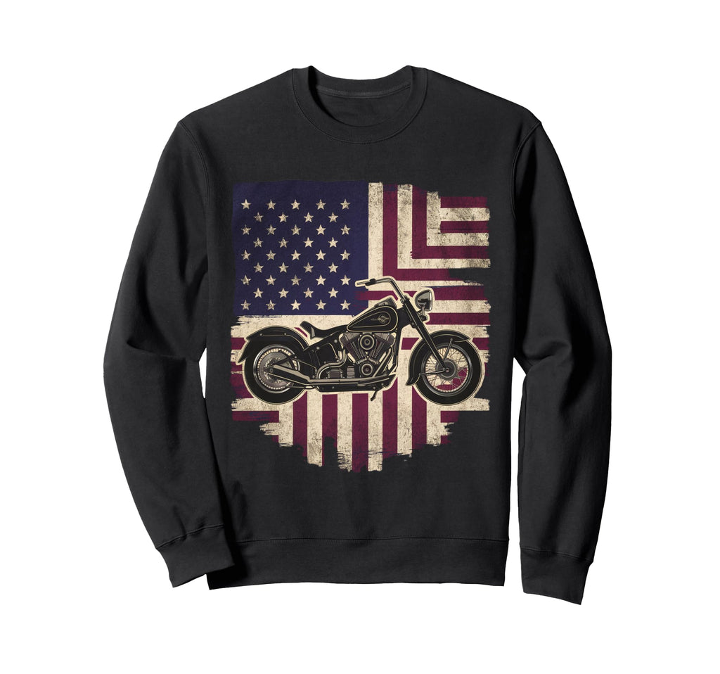Ts Shop American Usa Flag Motorcycle Hoodie - Graphic Print Men Women - T-Shirt, Sweatshirt, Hoodie