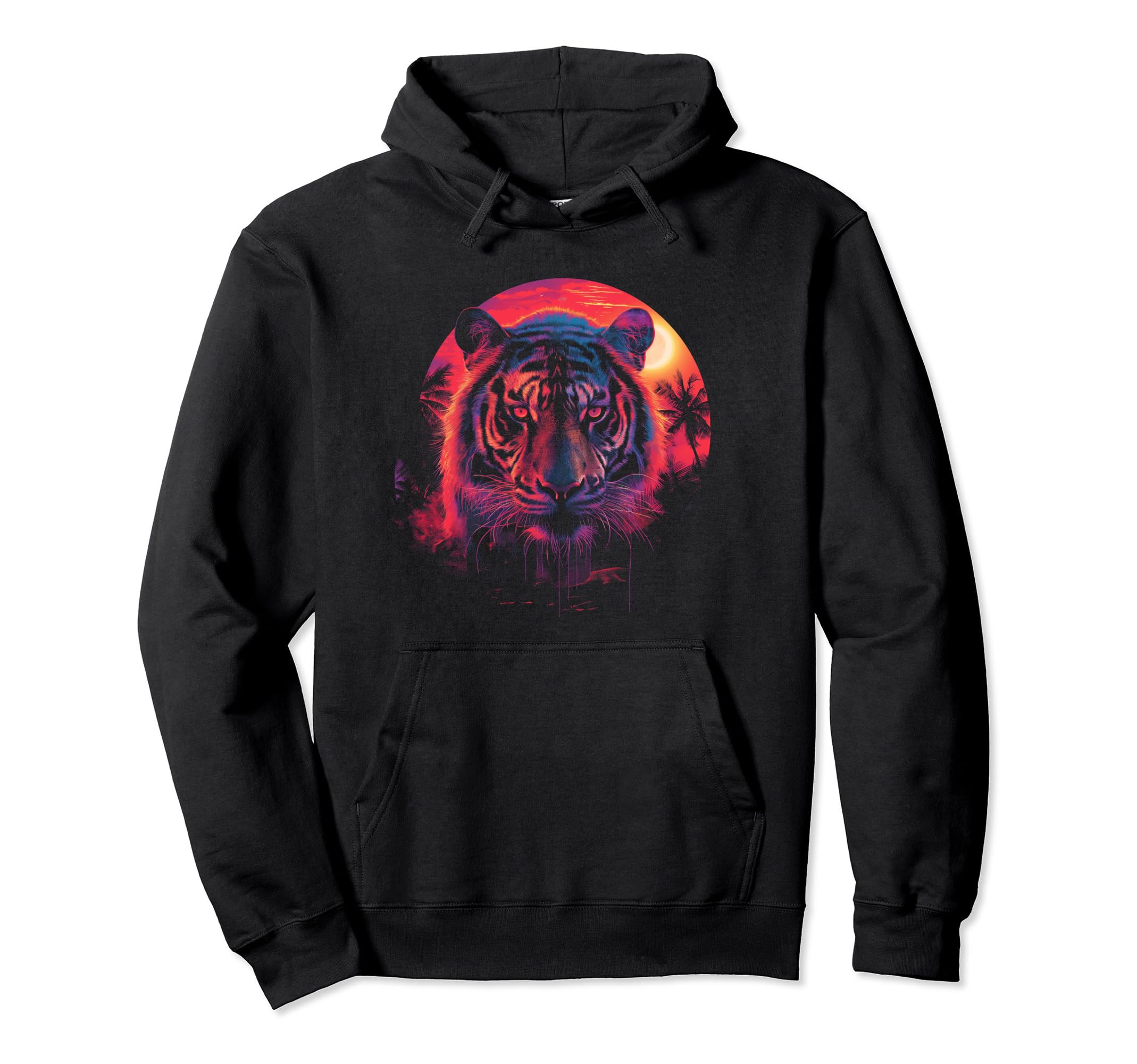 Tiger Vaporwave Aesthetic Synthwave 80S Hoodie - Unique Graphic for Adults - T-Shirt, Sweatshirt, Hoodie