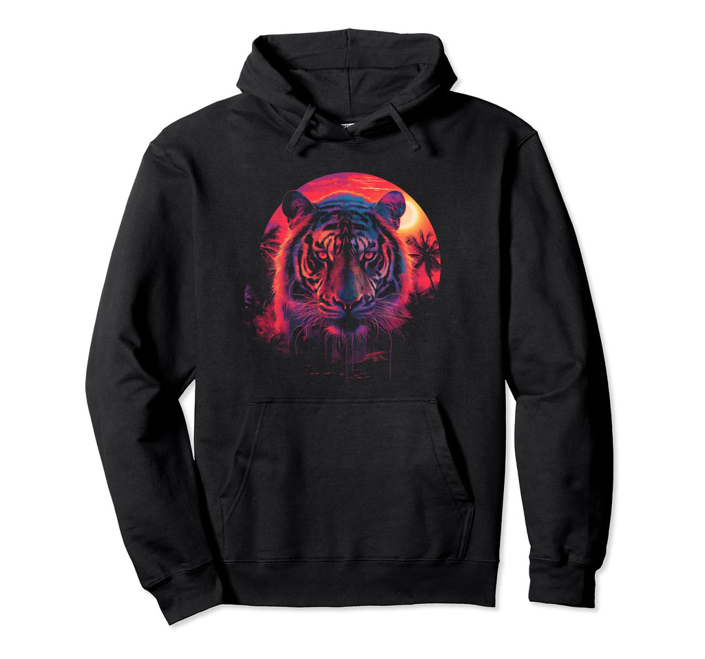 Tiger Vaporwave Aesthetic Synthwave 80S Hoodie - Trendy Graphic Men Women - T-Shirt, Sweatshirt, Hoodie