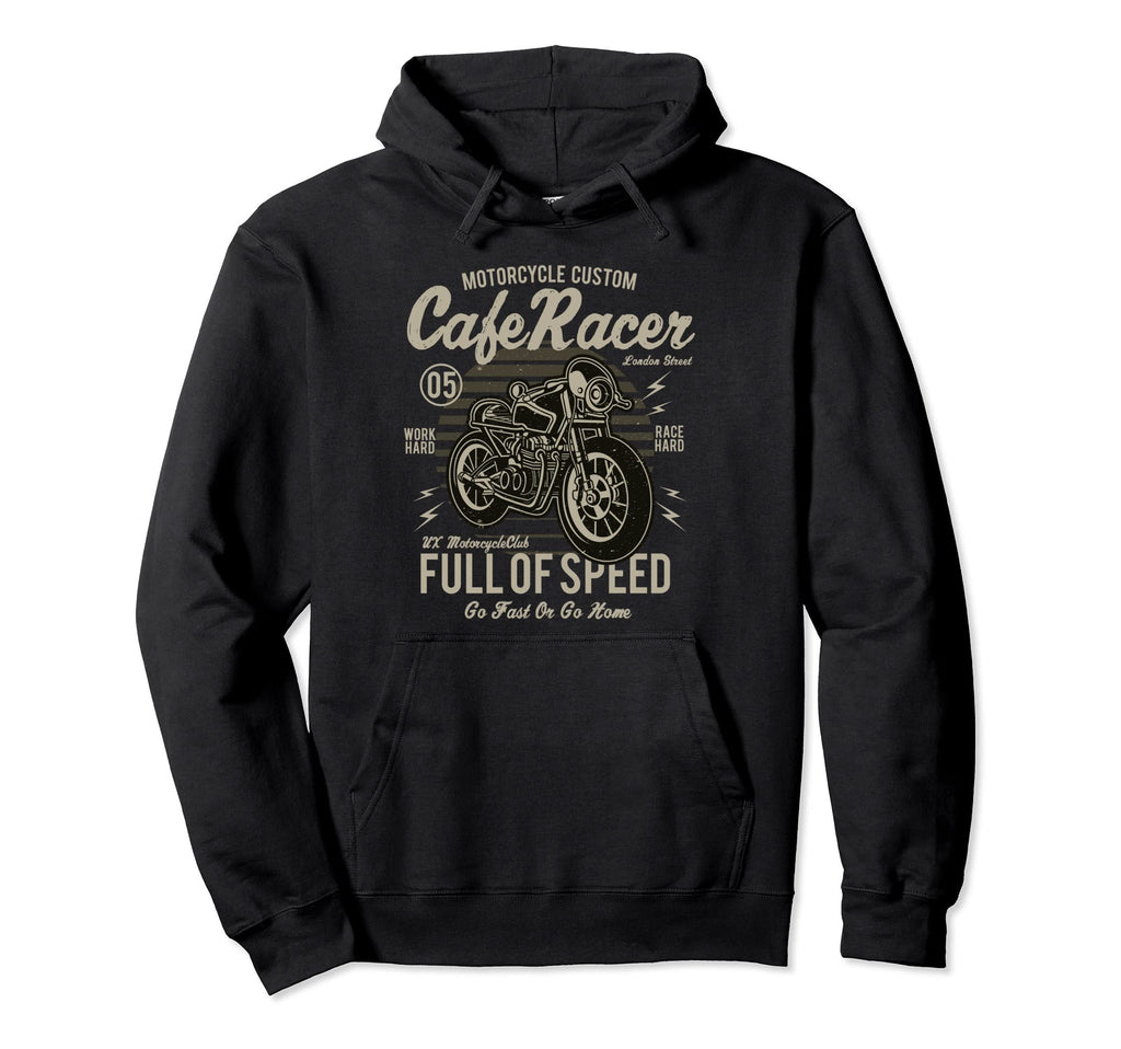Cafe Racer Motorcycle Custom Speed Hoodie - Minimalist Print for Adults - T-Shirt, Sweatshirt, Hoodie