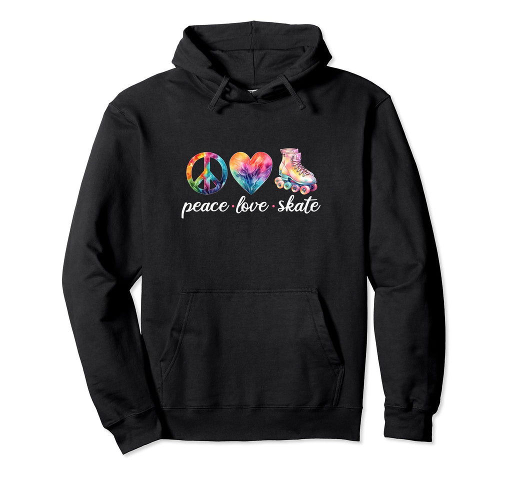 Peace Love Skate Roller Skates 70S 80S Hoodie - Minimalist Print Unisex - T-Shirt, Sweatshirt, Hoodie